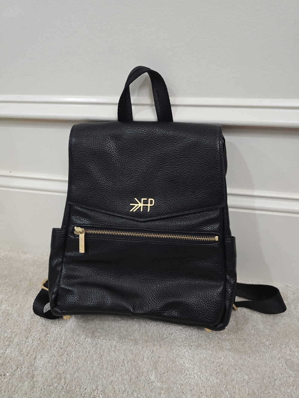 Foley + Corinna Black Pebbled Leather Backpack